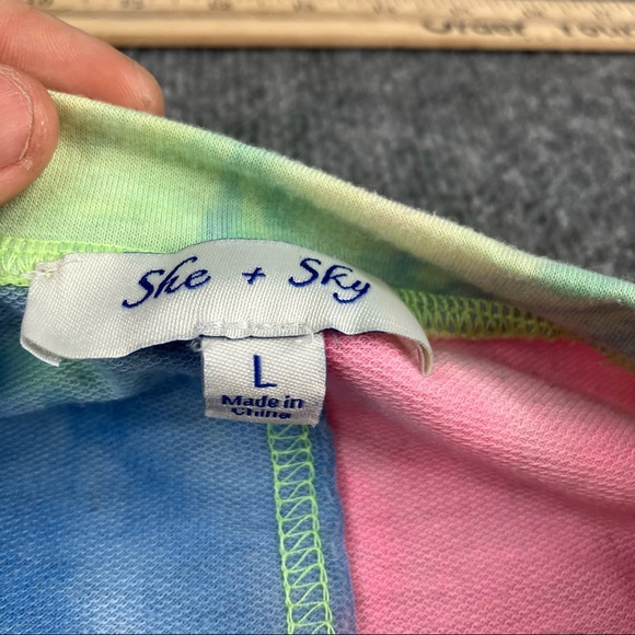 She + Sky Tye Dye sweater long sleeve shirt large sweatshirt - Picture 6 of 7